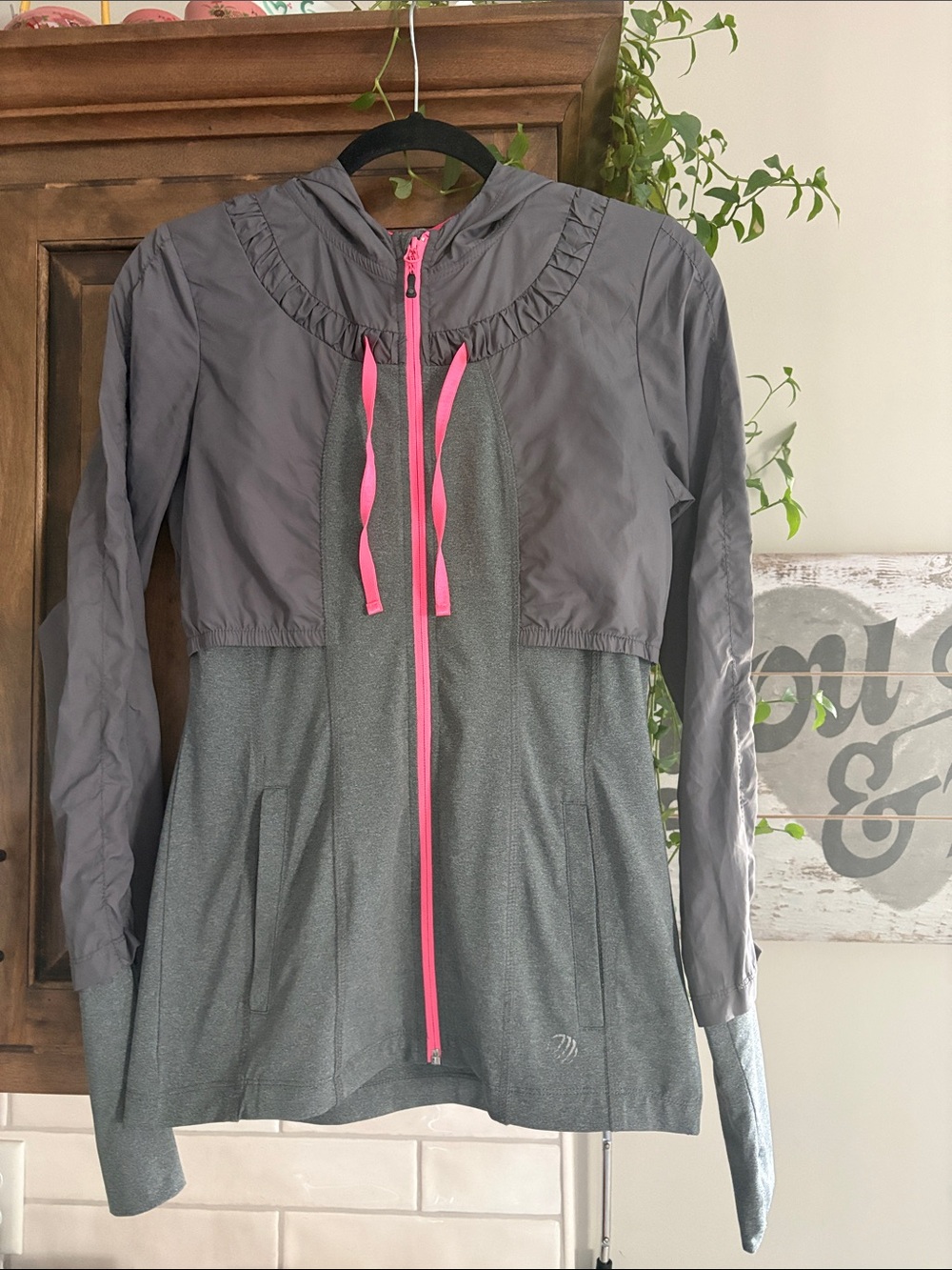 Mondetta Gray Jacket with Pink Zipper and Drawcords MPG